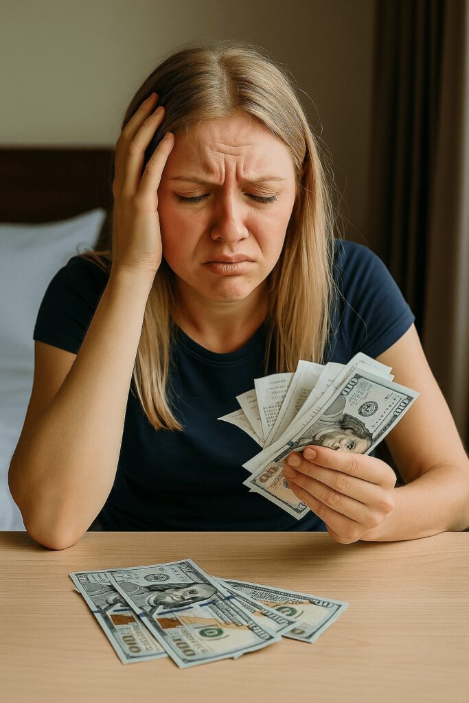 porcelain veneers abroad expensive and woman counting money