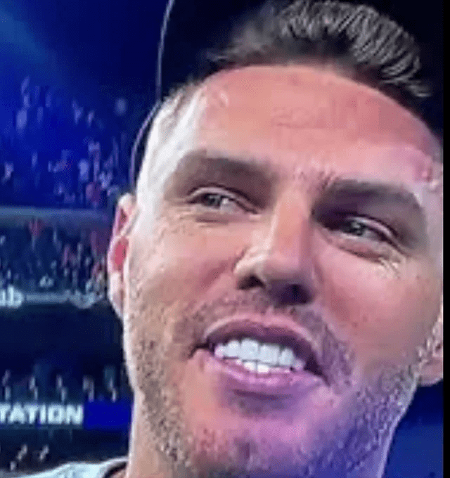 Freddie Freeman Veneers Before and After: Did Cosmetic Dentistry Go Too Far? 2 Close-up of Freddie Freeman smiling on live TV, showing bright porcelain veneers under stadium lights